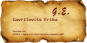 Gavrilovits Erika névjegykártya